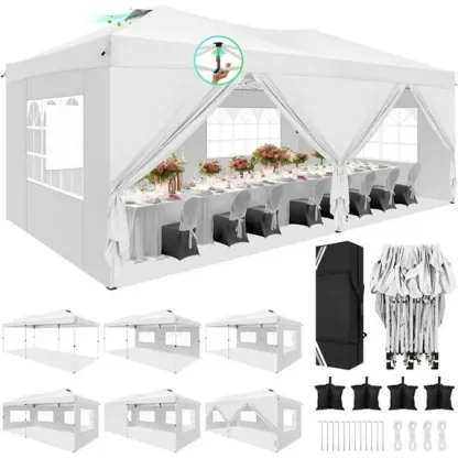 SANOPY 10' x 10' Straight Leg Pop-up Canopy Tent Easy Two Person Setup Instant Outdoor Canopy Folding Shelter with 4 Removable Sidewalls, Air Vent on The Top, 4 Sandbags, Carrying Bag, Black