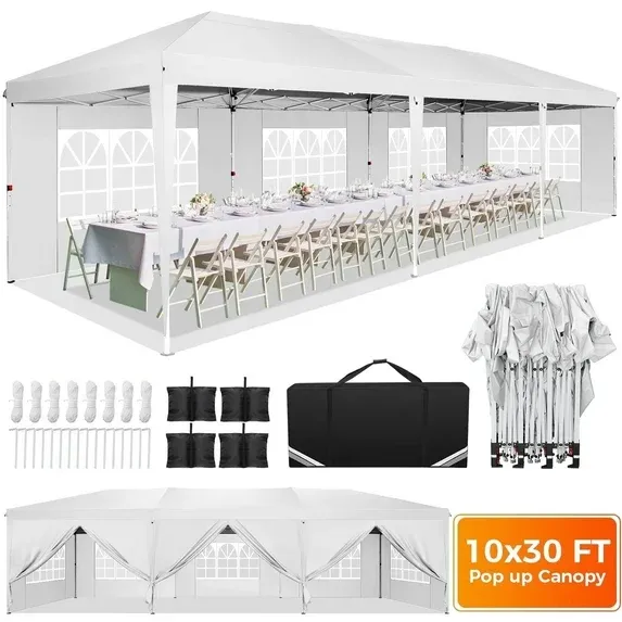 SANOPY 10'x10' EZ Pop Up Canopy Tent Outdoor Party Instant Shelter Portable Folding Beach Canopy with 4 Sandbag & Carrying Bag,