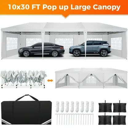 SANOPY 10'x10' EZ Pop Up Canopy Tent Outdoor Party Instant Shelter Portable Folding Beach Canopy with 4 Sandbag & Carrying Bag,