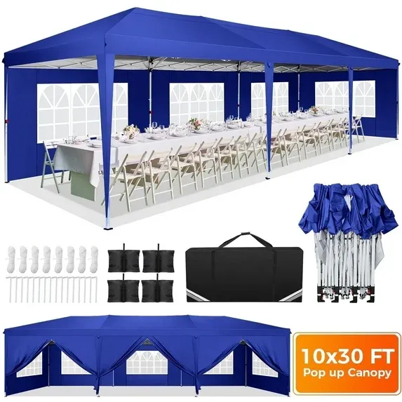 SANOPY 10'x10' EZ Pop Up Canopy Tent Outdoor Party Instant Shelter Portable Folding Beach Canopy with 4 Sandbag & Carrying Bag,