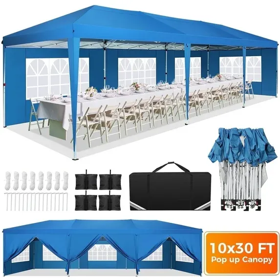 SANOPY 10'x10' EZ Pop Up Canopy Tent Outdoor Party Instant Shelter Portable Folding Beach Canopy with 4 Sandbag & Carrying Bag,