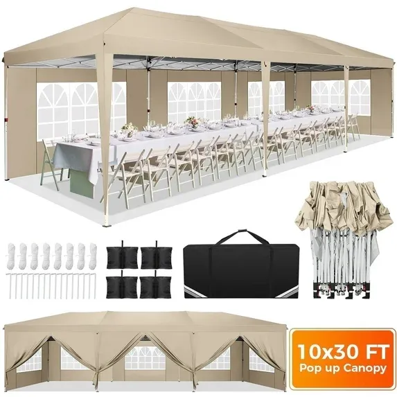 SANOPY 10'x10' EZ Pop Up Canopy Tent Outdoor Party Instant Shelter Portable Folding Beach Canopy with 4 Sandbag & Carrying Bag,