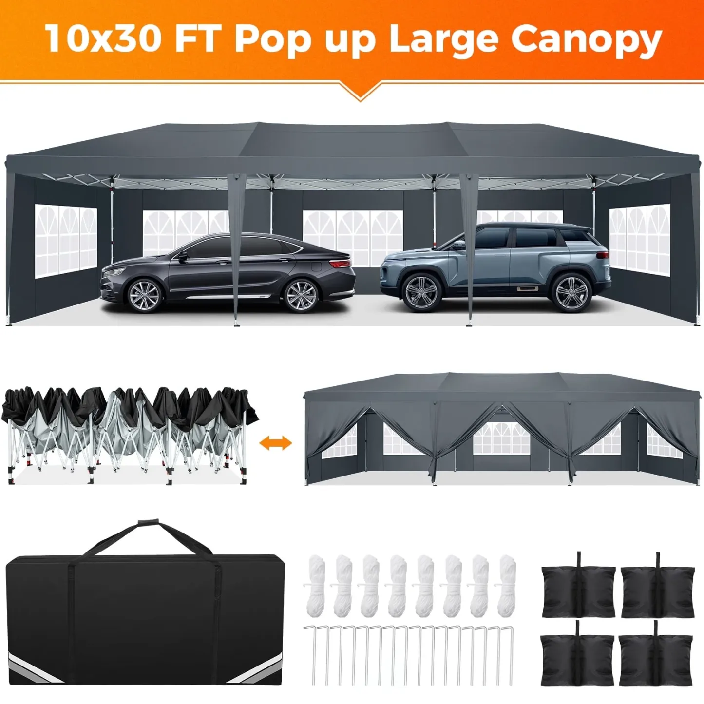 SANOPY 10'x10' EZ Pop Up Canopy Tent Outdoor Party Instant Shelter Portable Folding Beach Canopy with 4 Sandbag & Carrying Bag,