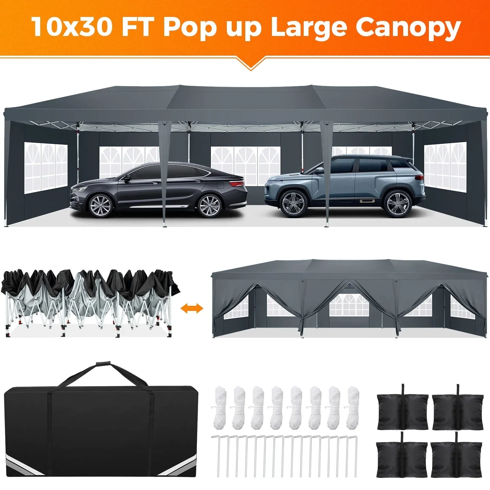 SANOPY 10'x10' EZ Pop Up Canopy Tent Outdoor Party Instant Shelter Portable Folding Beach Canopy with 4 Sandbag & Carrying Bag,