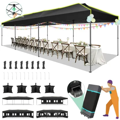 SANOPY 10' x 10' Outdoor Canopy Party Tent EZ Pop Up Canopy Commercial Instant Canopies Gazebo with Air Vent, 8 Stakes & 4 Ropes & 4 Sandbags for Beach Wedding Picnics Camping