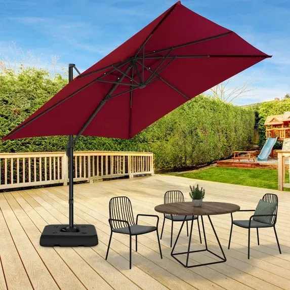 SANOPY 10x10 Cantilever Patio Umbrella Outdoor Patio Umbrella, 360 Degree Rotation Market Patio Umbrella with Steel Base, Crank, Tilt Button, Dark Blue