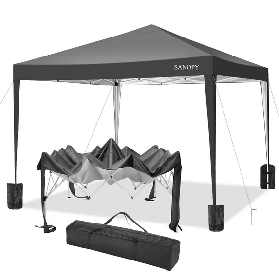SANOPY 10'x10' EZ Pop Up Canopy Tent Outdoor Party Instant Shelter Portable Folding Beach Canopy with 4 Sandbag & Carrying Bag,