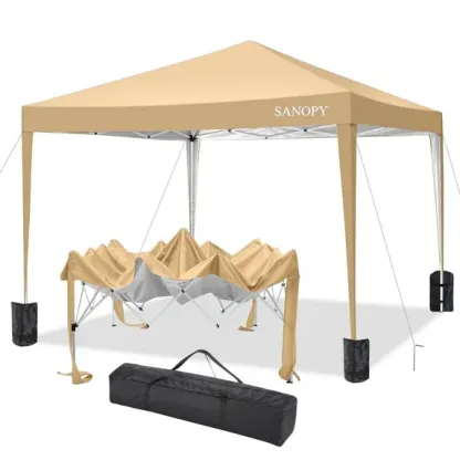 SANOPY 10'x10' EZ Pop Up Canopy Tent Outdoor Party Instant Shelter Portable Folding Beach Canopy with 4 Sandbag & Carrying Bag,