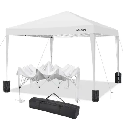 SANOPY 10'x10' EZ Pop Up Canopy Tent Outdoor Party Instant Shelter Portable Folding Beach Canopy with 4 Sandbag & Carrying Bag,