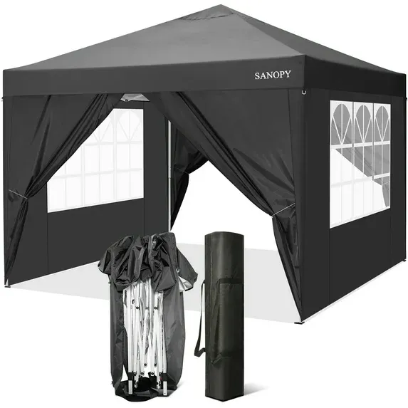 SANOPY 10'x10' EZ Pop Up Canopy Tent Outdoor Party Instant Shelter Portable Folding Beach Canopy with 4 Sandbag & Carrying Bag,