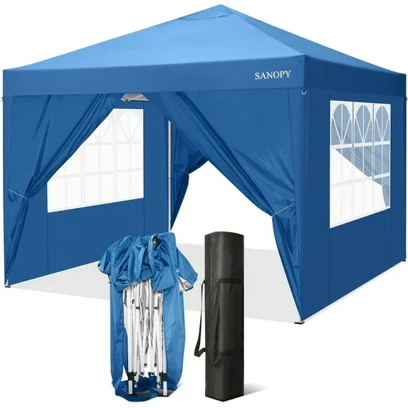 SANOPY 10'x10' EZ Pop Up Canopy Tent Outdoor Party Instant Shelter Portable Folding Beach Canopy with 4 Sandbag & Carrying Bag,