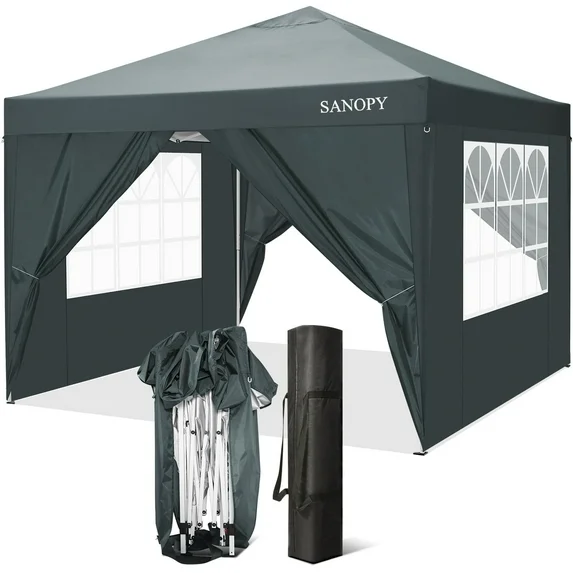 SANOPY 10'x10' EZ Pop Up Canopy Tent Outdoor Party Instant Shelter Portable Folding Beach Canopy with 4 Sandbag & Carrying Bag,