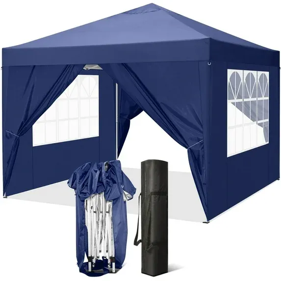 SANOPY 10'x10' EZ Pop Up Canopy Tent Outdoor Party Instant Shelter Portable Folding Beach Canopy with 4 Sandbag & Carrying Bag,