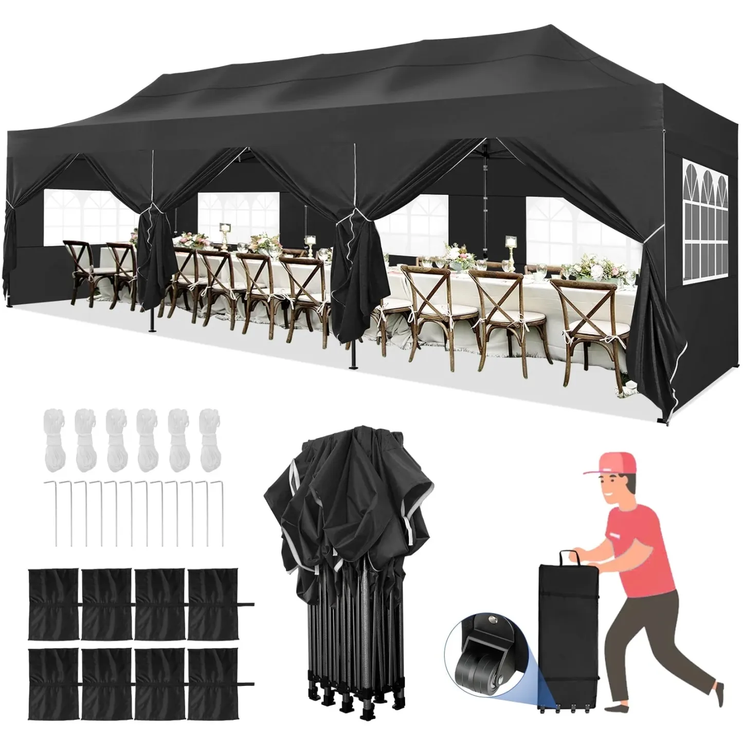  Hero image 0 of SANOPY 10x10 FT Pop Up Canopy Tent Outdoor Heavy Duty Commercial Instant Shelter Waterproof Party Tent Gazebo with 4 Removable Sidewalls, Roller Bag and 4 Sandbags, White, 0 of 12      Reviewers highlighted: shade, putting up, sturdiness 