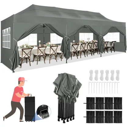  Hero image 0 of SANOPY 10x10 FT Pop Up Canopy Tent Outdoor Heavy Duty Commercial Instant Shelter Waterproof Party Tent Gazebo with 4 Removable Sidewalls, Roller Bag and 4 Sandbags, White, 0 of 12      Reviewers highlighted: shade, putting up, sturdiness 