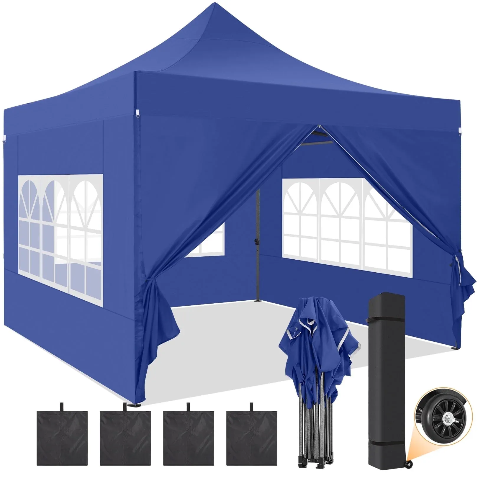  Hero image 0 of SANOPY 10x10 FT Pop Up Canopy Tent Outdoor Heavy Duty Commercial Instant Shelter Waterproof Party Tent Gazebo with 4 Removable Sidewalls, Roller Bag and 4 Sandbags, White, 0 of 12      Reviewers highlighted: shade, putting up, sturdiness 