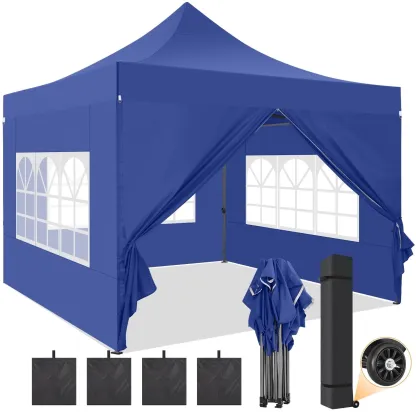  Hero image 0 of SANOPY 10x10 FT Pop Up Canopy Tent Outdoor Heavy Duty Commercial Instant Shelter Waterproof Party Tent Gazebo with 4 Removable Sidewalls, Roller Bag and 4 Sandbags, White, 0 of 12      Reviewers highlighted: shade, putting up, sturdiness 