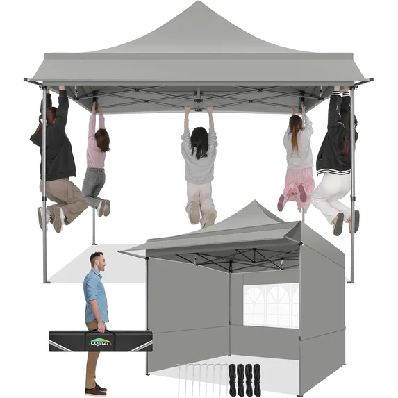SANOPY 10x10 FT Pop Up Canopy Tent with Awning,Heavy Duty Canopy UPF 50+ All Season Wind Waterproof Commercial Outdoor Street Vendors Party Tents for Parties Canopy with Carry Bag