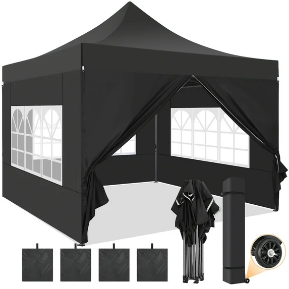  Hero image 0 of SANOPY 10x10 FT Pop Up Canopy Tent Outdoor Heavy Duty Commercial Instant Shelter Waterproof Party Tent Gazebo with 4 Removable Sidewalls, Roller Bag and 4 Sandbags, White, 0 of 12      Reviewers highlighted: shade, putting up, sturdiness 
