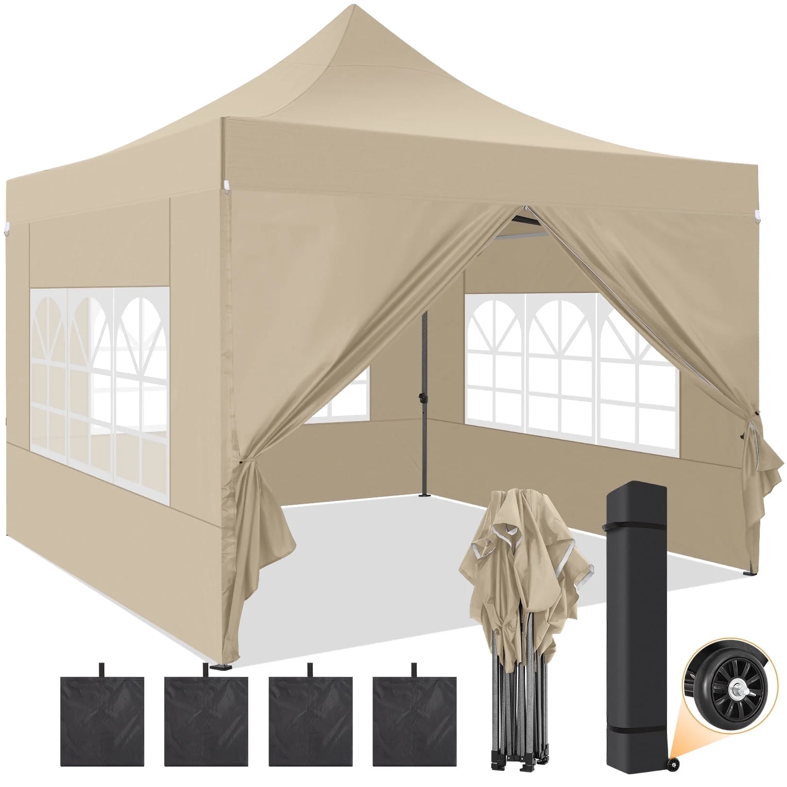  Hero image 0 of SANOPY 10x10 FT Pop Up Canopy Tent Outdoor Heavy Duty Commercial Instant Shelter Waterproof Party Tent Gazebo with 4 Removable Sidewalls, Roller Bag and 4 Sandbags, White, 0 of 12      Reviewers highlighted: shade, putting up, sturdiness 