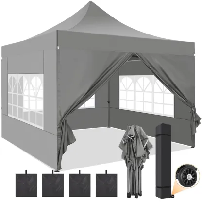  Hero image 0 of SANOPY 10x10 FT Pop Up Canopy Tent Outdoor Heavy Duty Commercial Instant Shelter Waterproof Party Tent Gazebo with 4 Removable Sidewalls, Roller Bag and 4 Sandbags, White, 0 of 12      Reviewers highlighted: shade, putting up, sturdiness 