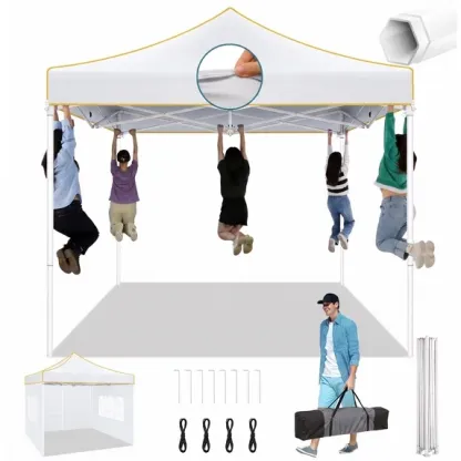 SANOPY 10x10 Heavy Duty Pop Up Canopy Tent with 4 Sidewalls, Commercial Instant Waterproof Canopy Tent, UV 50+ with Silver Coated, Upgraded Thickened Hexagonal Legs, White