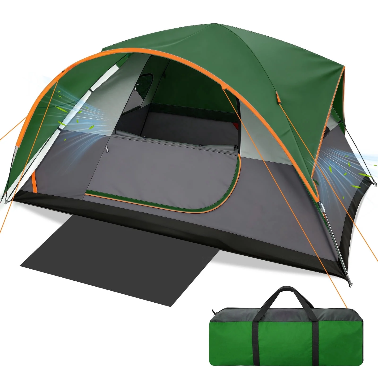 SANOPY 8-10 Person Instant Camping Tent with Removable Rainfly, Auto Setup Pop Up Tent for Family Outdoor /Hiking/Traveling with Carry Bag, Light Blue