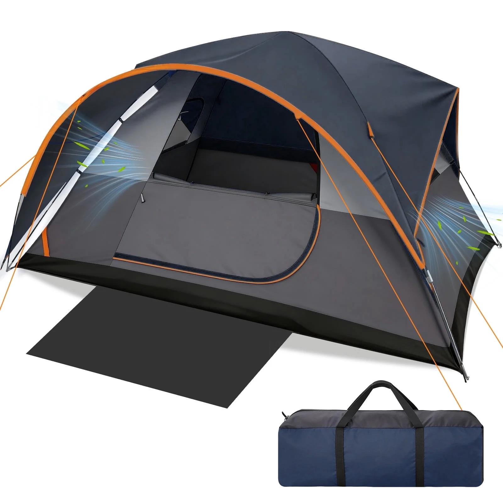 SANOPY 8-10 Person Instant Camping Tent with Removable Rainfly, Auto Setup Pop Up Tent for Family Outdoor /Hiking/Traveling with Carry Bag, Light Blue