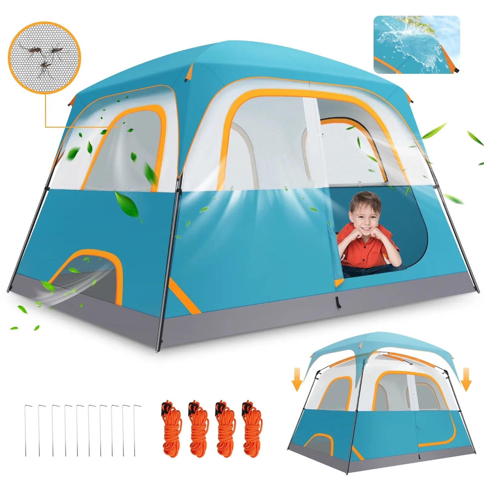 SANOPY Tent 6 Person Camping Tent - Lightweight, Waterproof, Easy Setup with Rainfly & Screen Windows for Family, Beach, and Outdoor Adventures