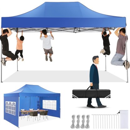 SANOPY 10' x 10' Outdoor Pop-Up Canopy, Heavy Duty Commercial Tent, Instant Folding Beach Party Gazebo with 4 Removable Sidewalls & 4 Sandbags & Rolling Bag for Easy Carrying (White)