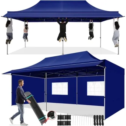 SANOPY 10x10 FT Pop Up Canopy Tent with Awning,Heavy Duty Canopy UPF 50+ All Season Wind Waterproof Commercial Outdoor Street Vendors Party Tents for Parties Canopy with Carry Bag