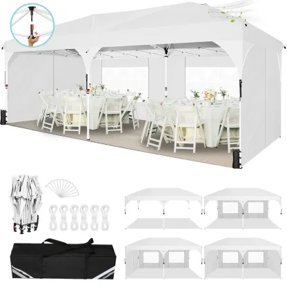 SANOPY 10' x 10' Pop up Canopy Tent, 1 Person Easy Set up Outdoor Canopy with One Push Center Lock, Air Vent, Fluorescent Tube & 4 Sandbags,Instant Sun Shelter Canopy Tents for Parties