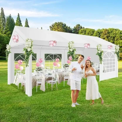 SANOPY 10x30 Party Tent with 8 Removable Sidewalls Canopy Tent Heavy Duty, Carpas para Fiestas with Built-in Sandbags, Carport Wedding Tent Glamping, White