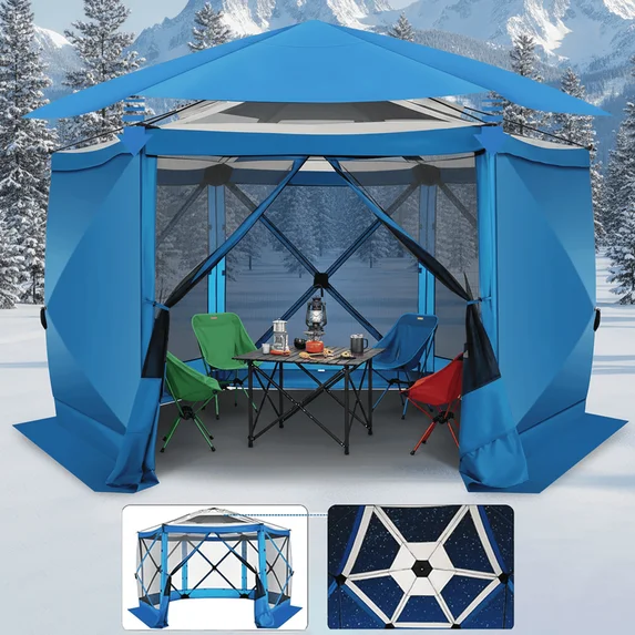 SANOPY 12'x12' Pop up Gazebo with Starry Sky Covered Gazebo 6-Sided Mosquito Netting and Sidewalls Pop up Screen Gazebo Tent Camping Gazebo Instant Shelter for Deck and Lawns