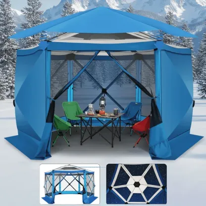SANOPY 12'x12' Pop up Gazebo with Starry Sky Covered Gazebo 6-Sided Mosquito Netting and Sidewalls Pop up Screen Gazebo Tent Camping Gazebo Instant Shelter for Deck and Lawns