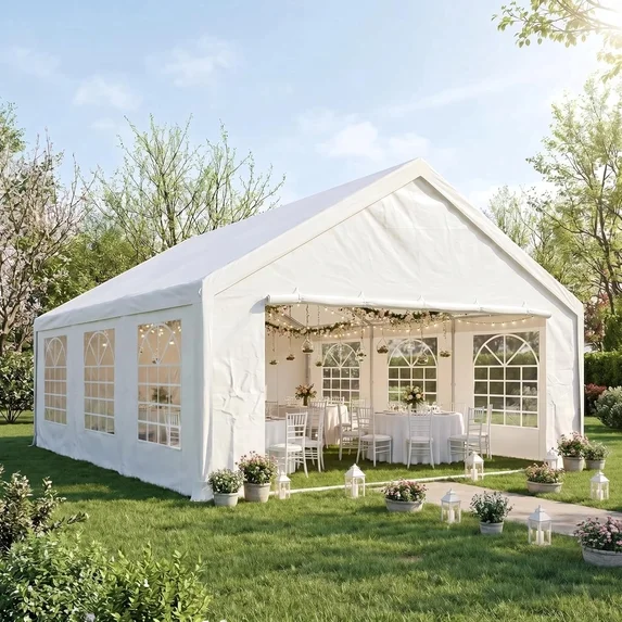 SANOPY 20x40ft Heavy Duty Party Tent, Outdoor Commercial Canopy with Removable Sidewalls, Gazebo Shelter for Wedding, Outdoor Carport Party Tent for Event, White