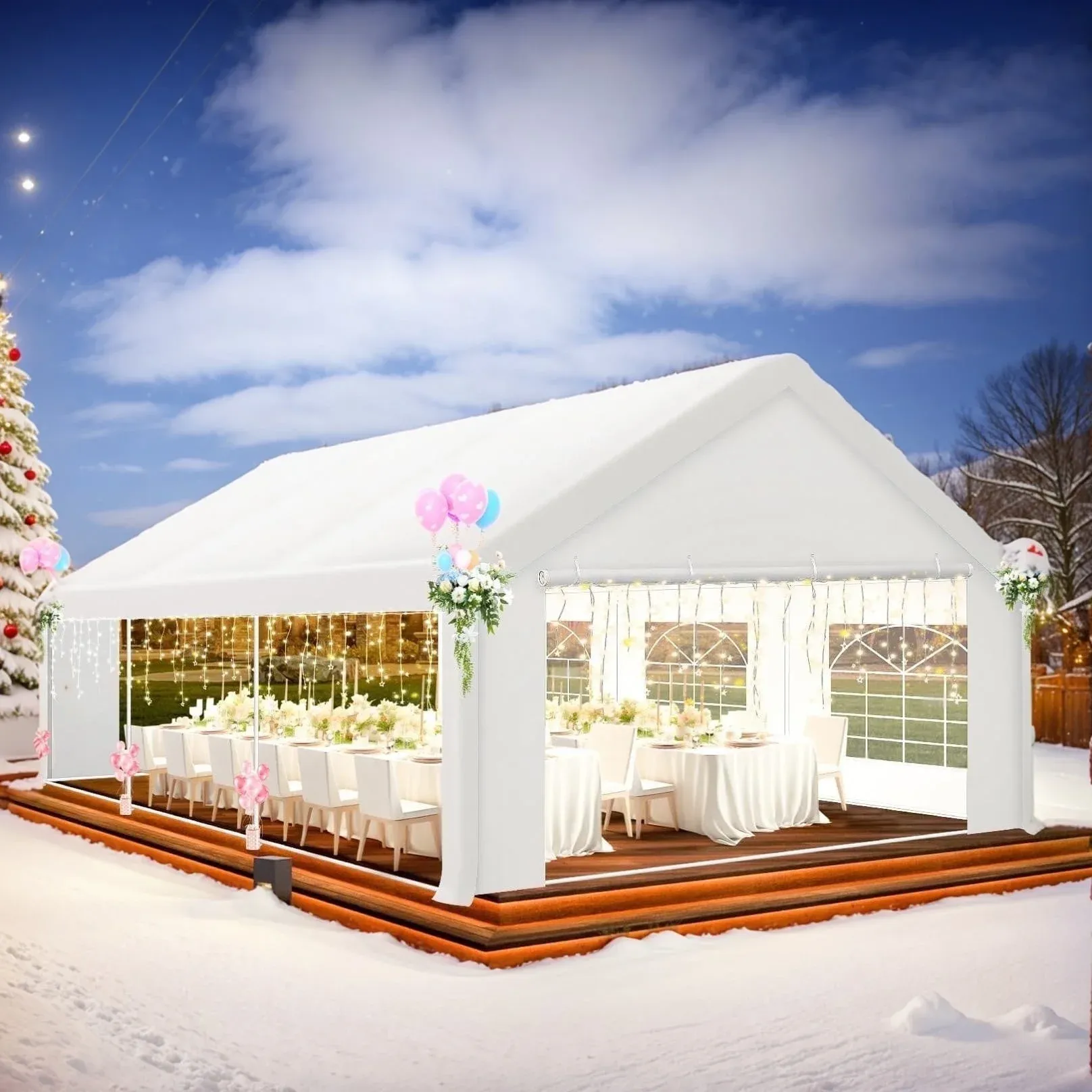 SANOPY 20x40ft Heavy Duty Party Tent, Outdoor Commercial Canopy with Removable Sidewalls, Gazebo Shelter for Wedding, Outdoor Carport Party Tent for Event, White