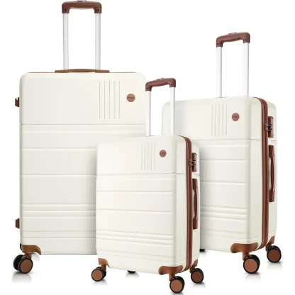 SANOPY 3 Piece Hardshell Luggage Set, ABS+PC Lightweight Suitcase Set with Double Spinner Wheels TSA Lock. (Black)