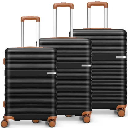 SANOPY 20"+24"+28" ABS Spinner Suitcases， Silent 360° Wheels, Ergonomic Handles