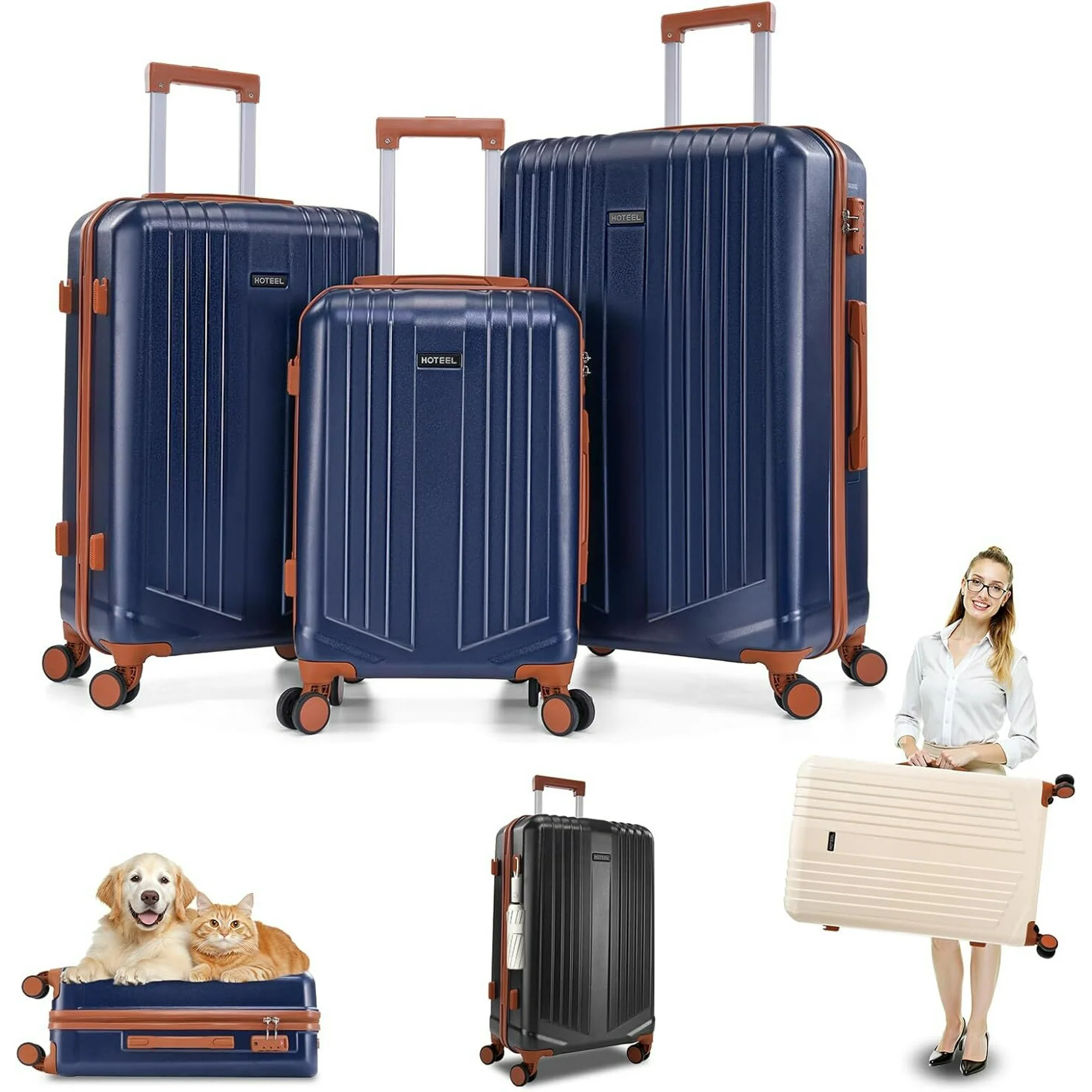 SANOPY 20" ABS+PC Carry-On Suite with Detachable Makeup Bag & Convertible Fitness Backpack | Quiet Wheels + TSA Lock & 3-Year Warranty