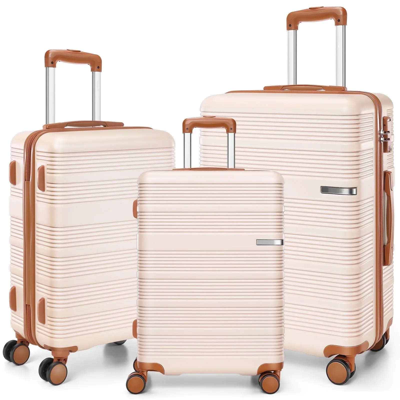 SANOPY 3 Piece Hardshell Luggage Set, 20"+24"+28" ABS+PC Lightweight Suitcases, Silent 360° Wheels, TSA Lock, Black