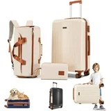 SANOPY 20" ABS+PC Carry-On Suite with Detachable Makeup Bag & Convertible Fitness Backpack | Quiet Wheels + TSA Lock & 3-Year Warranty