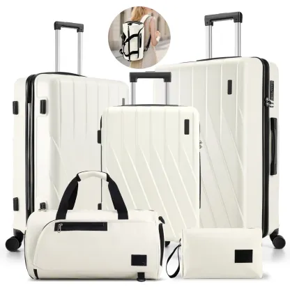 SANOPY 3-Piece Travel System: 20" Hardshell PC Suitcase (TSA Lock) + Convertible Gym Bag (Backpack/Crossbody/Tote) + Leak-Proof Cosmetic Organizer | Steel Handle, 360° Silent Wheels, 3-Year Warranty