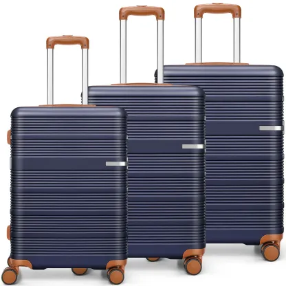 SANOPY 20"+24"+28" ABS Spinner Suitcases， Silent 360° Wheels, Ergonomic Handles