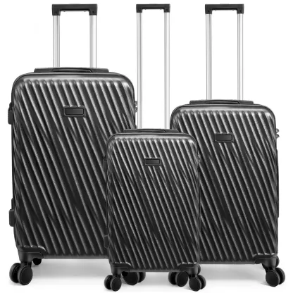 SANOPY 20"+24"+28" ABS Spinner Suitcases， Silent 360° Wheels, Ergonomic Handles