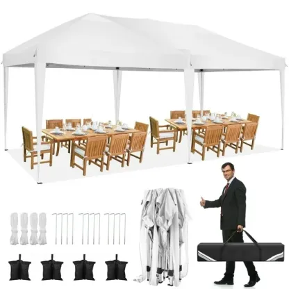 SANOPY 10'x10' EZ Pop Up Canopy Tent Outdoor Party Instant Shelter Portable Folding Beach Canopy with 4 Sandbag & Carrying Bag,