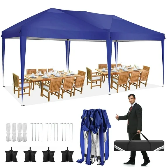 SANOPY 10'x10' EZ Pop Up Canopy Tent Outdoor Party Instant Shelter Portable Folding Beach Canopy with 4 Sandbag & Carrying Bag,