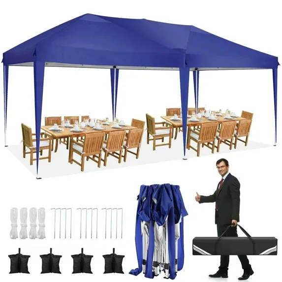 SANOPY 10'x10' EZ Pop Up Canopy Tent Outdoor Party Instant Shelter Portable Folding Beach Canopy with 4 Sandbag & Carrying Bag,