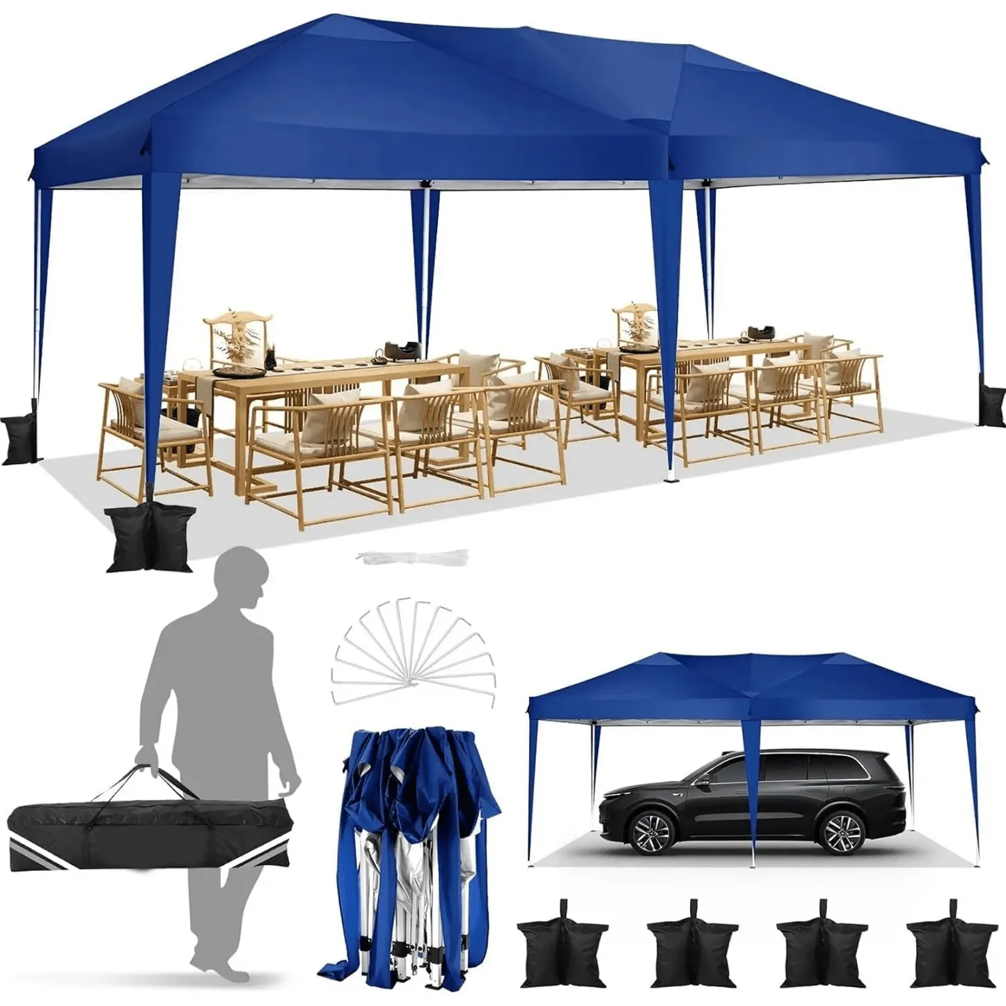 SANOPY 10'x10' EZ Pop Up Canopy Tent Outdoor Party Instant Shelter Portable Folding Beach Canopy with 4 Sandbag & Carrying Bag,