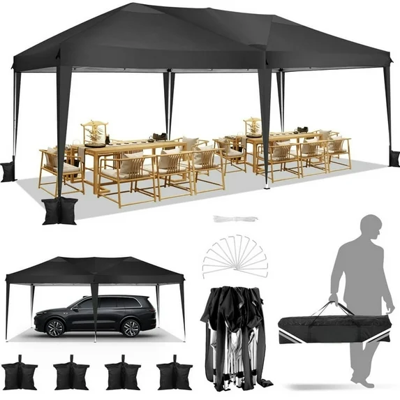 SANOPY 10'x10' EZ Pop Up Canopy Tent Outdoor Party Instant Shelter Portable Folding Beach Canopy with 4 Sandbag & Carrying Bag,